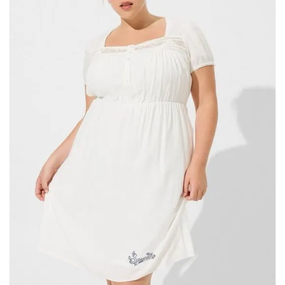 Torrid x Outlander Sassenach White Challis Lace Chemise Nightgown Dress 1X 14 16