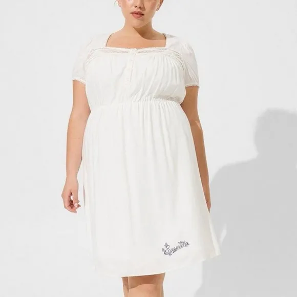 Torrid x Outlander Sassenach White Challis Lace Chemise Nightgown Dress 1X 14 16
