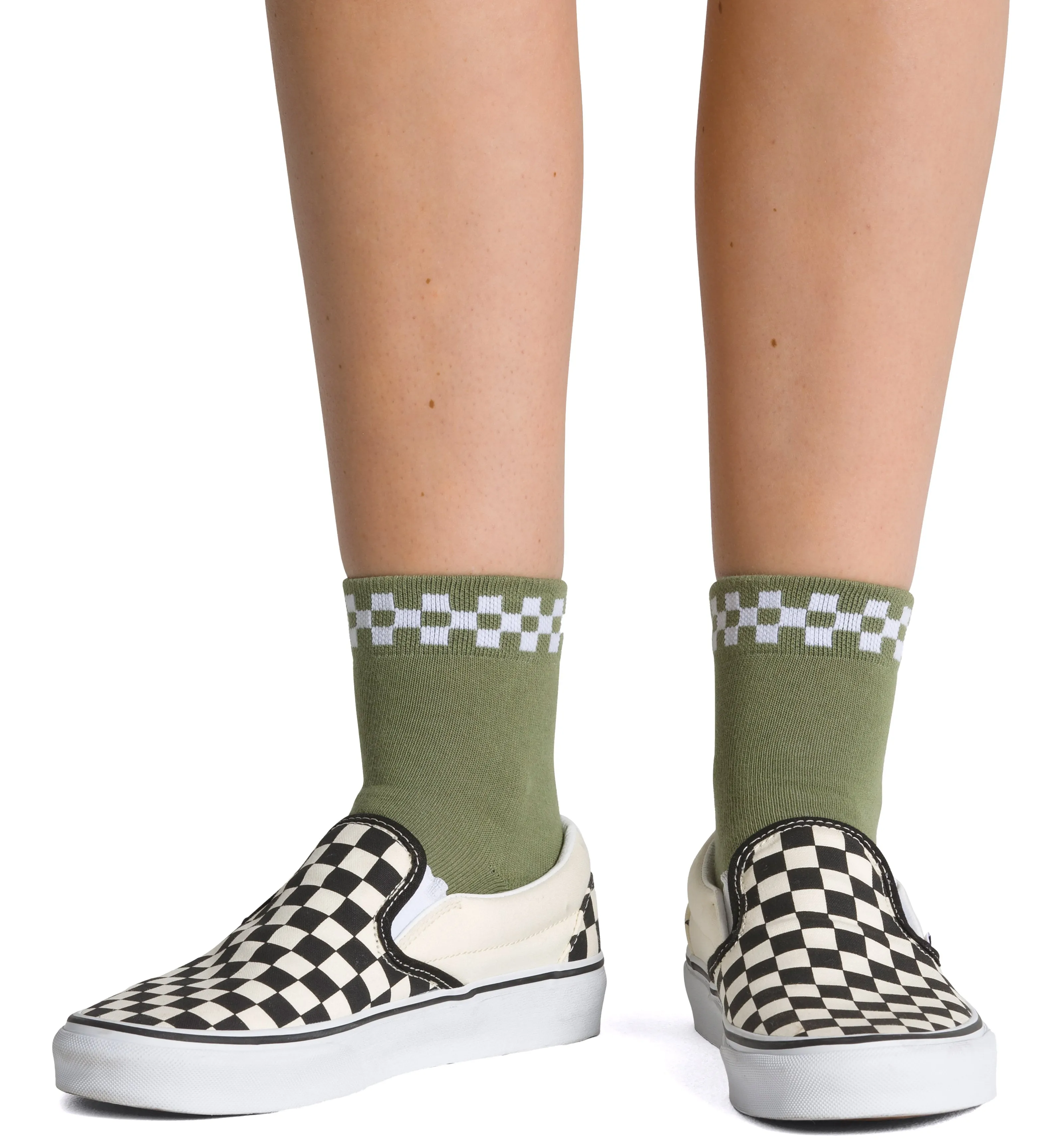 Vans Womens Peek-a-check Crew Sock Loden Green (W 6.5-10, 1 pk)