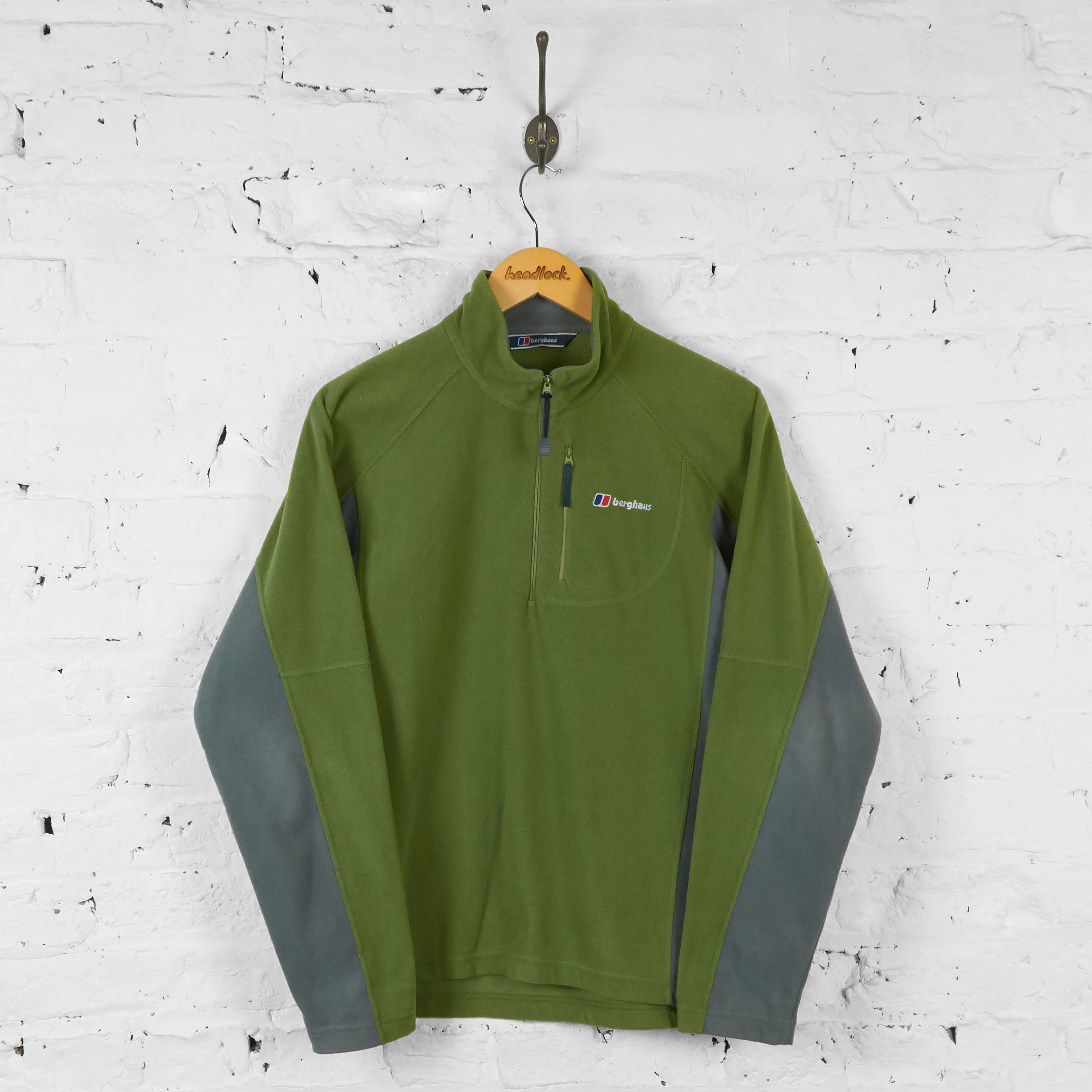 Vintage Berghaus 1/4 Zip Fleece - Green/Grey - S