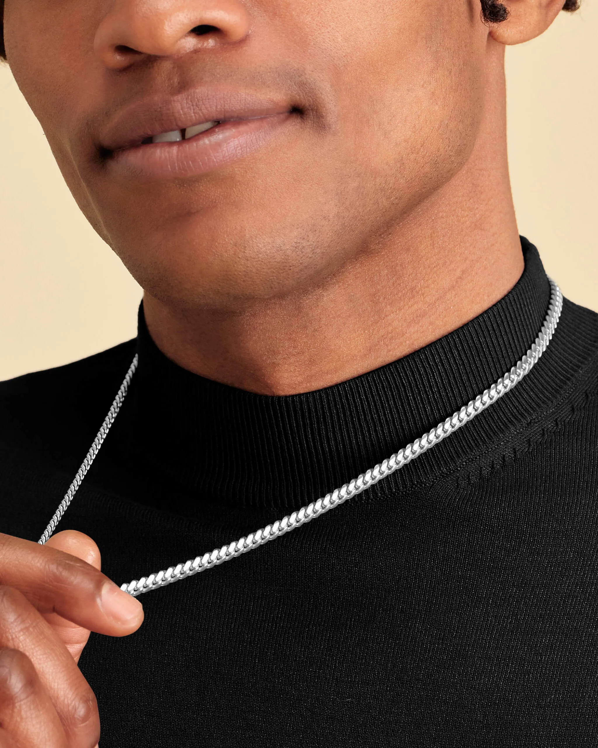 White Gold Cuban Link Chain - 5mm
