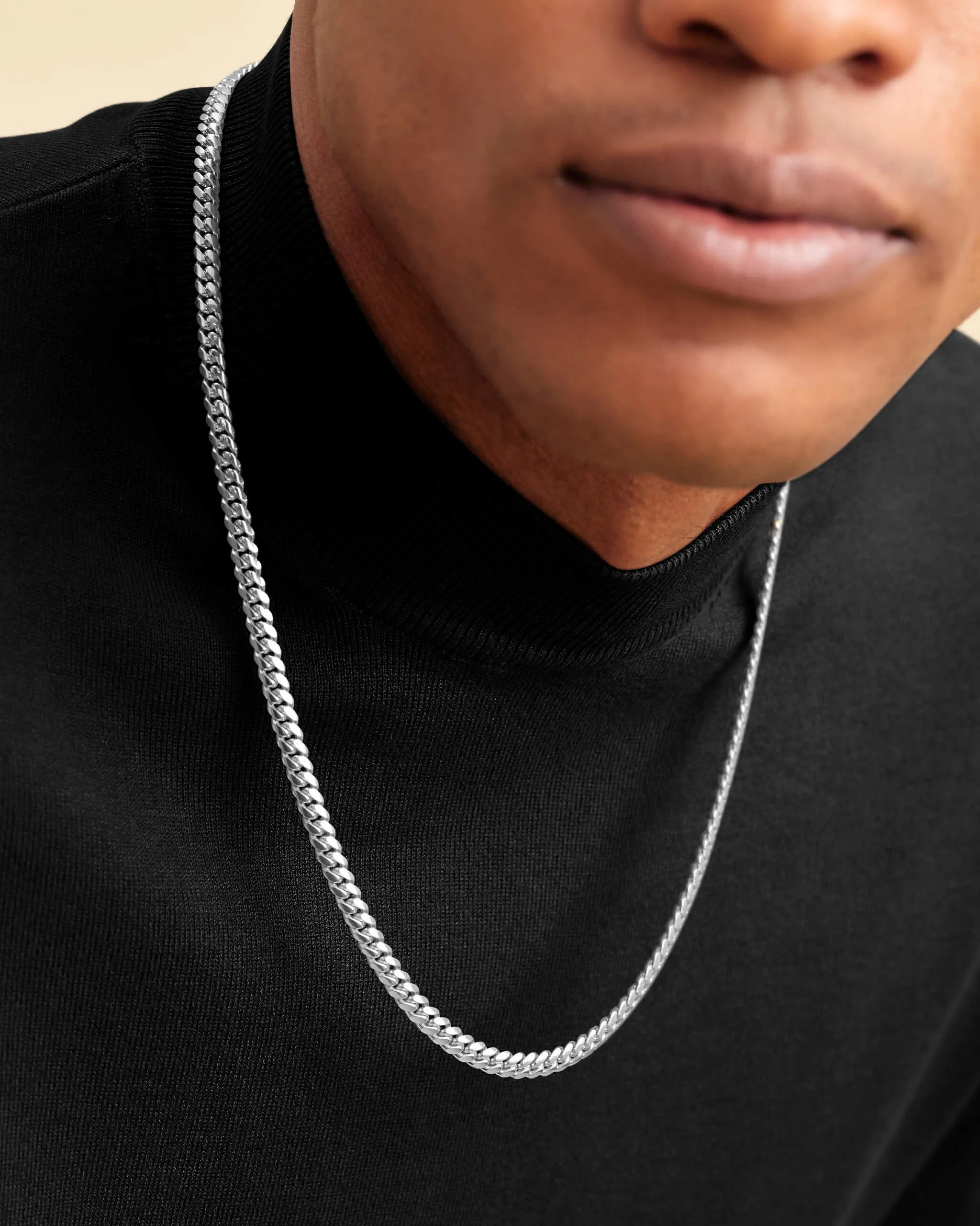 White Gold Cuban Link Chain - 5mm