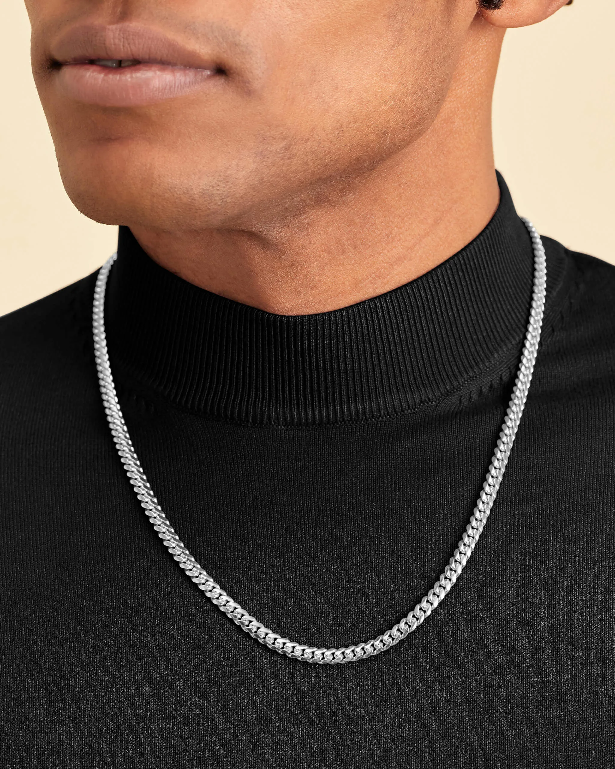 White Gold Cuban Link Chain - 5mm