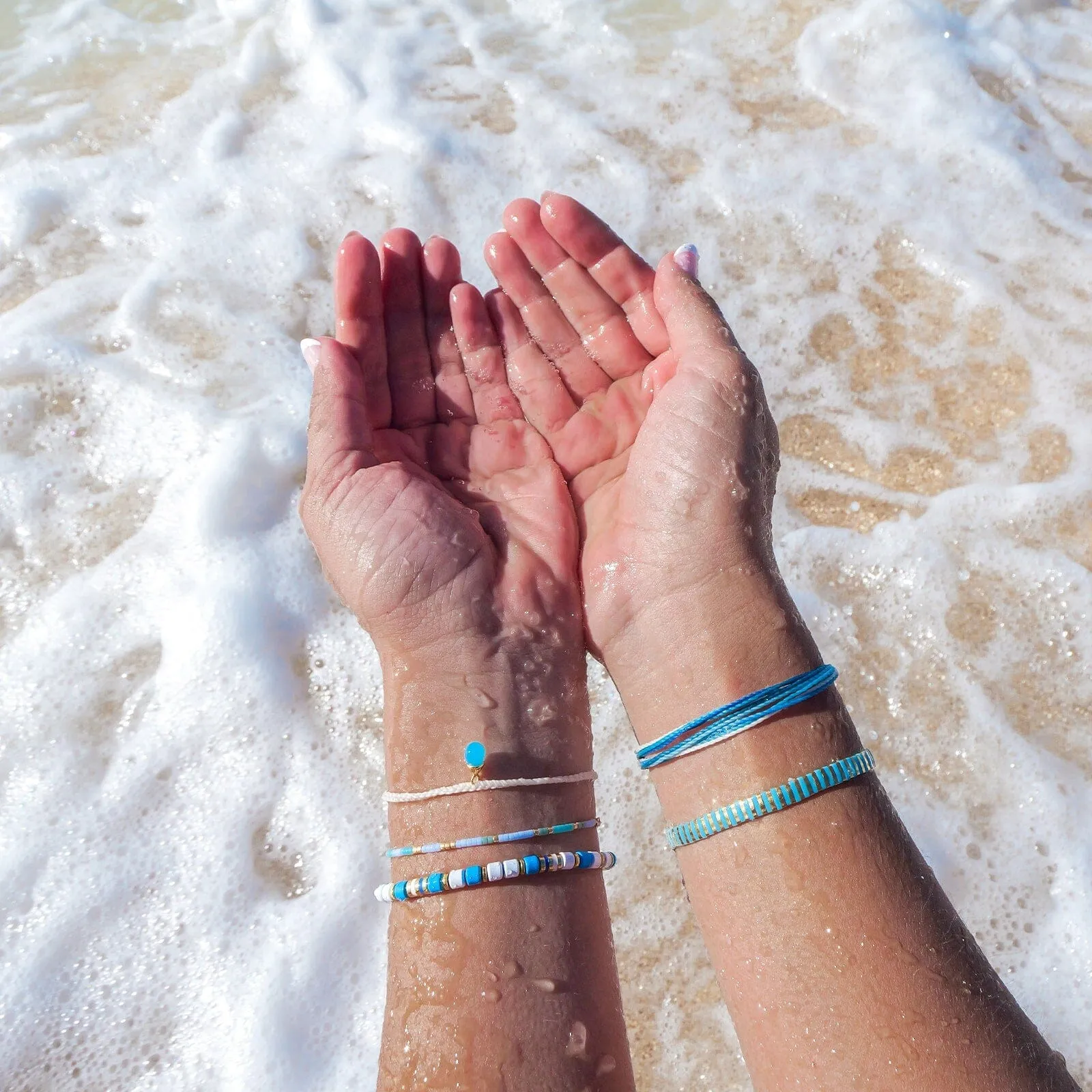 World Water Day Mixed Bead Stretch Bracelet