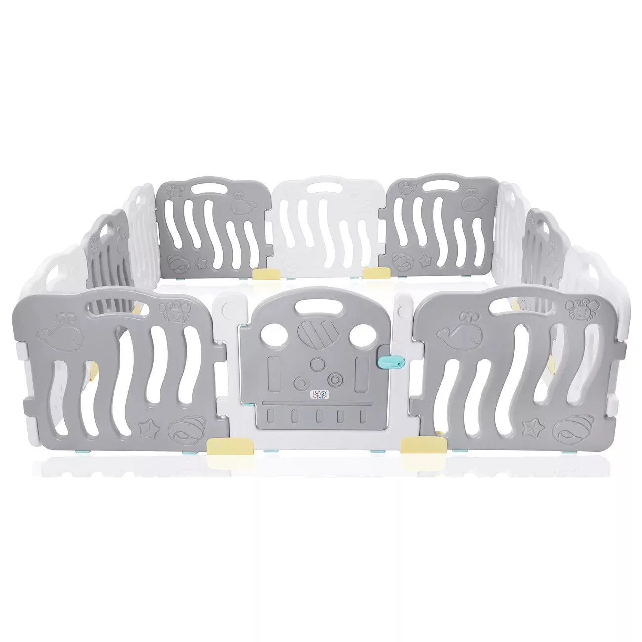 XXL 18 Panel BPA-Free Foldable Baby Playpen and Ball Pool | Modular | Grey & White | 3-36m