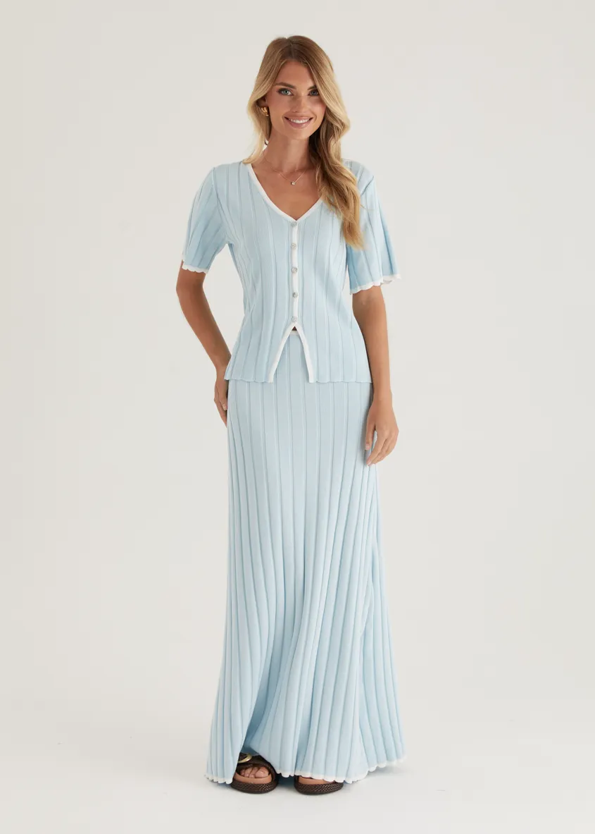 Yulia Knit Top - Sky Blue