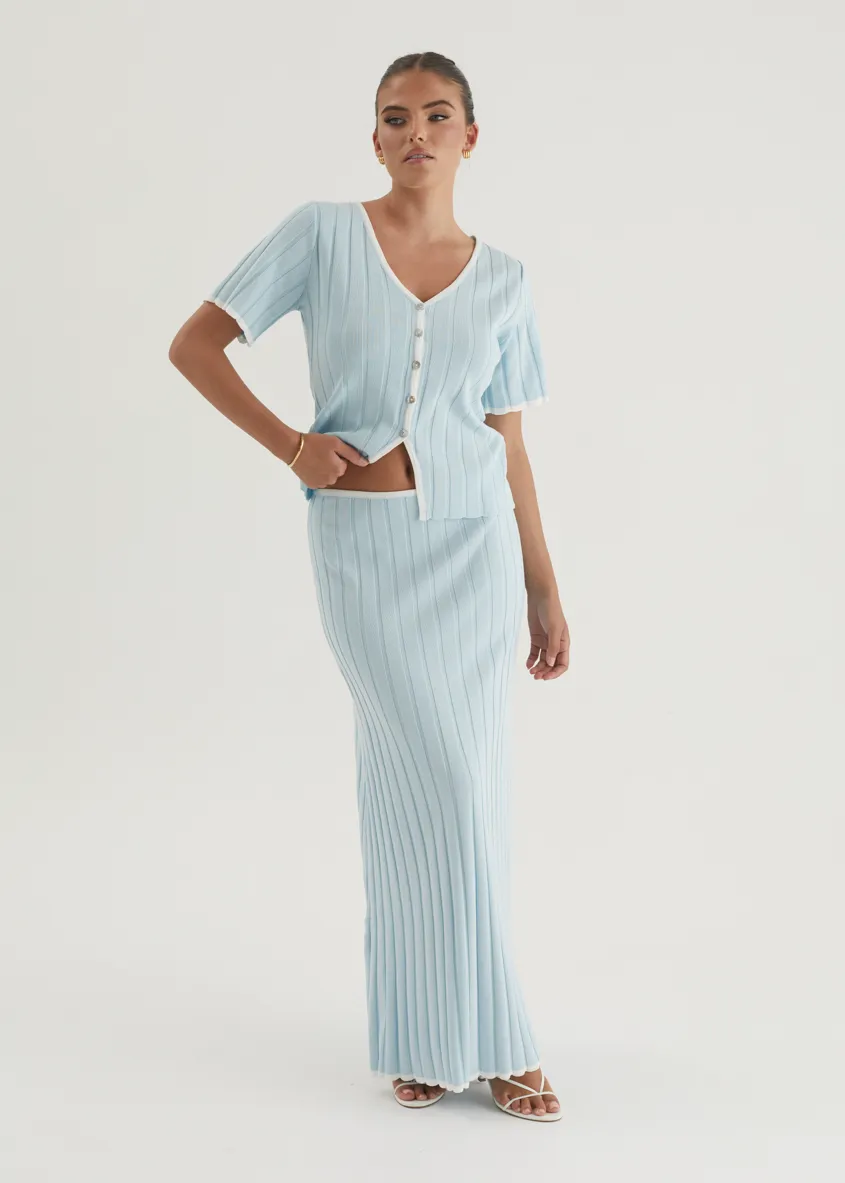 Yulia Knit Top - Sky Blue