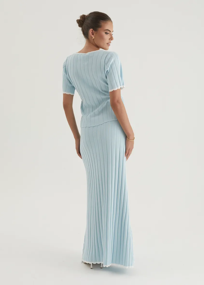 Yulia Knit Top - Sky Blue